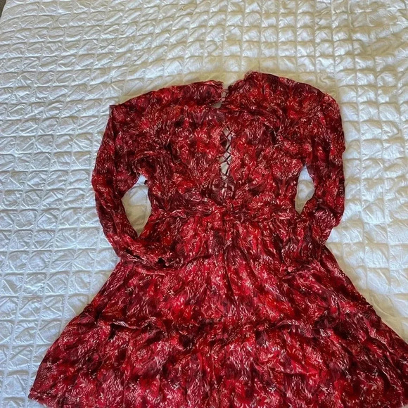 IRO Darling red printed  ruffle mini dress - Picture 10 of 12